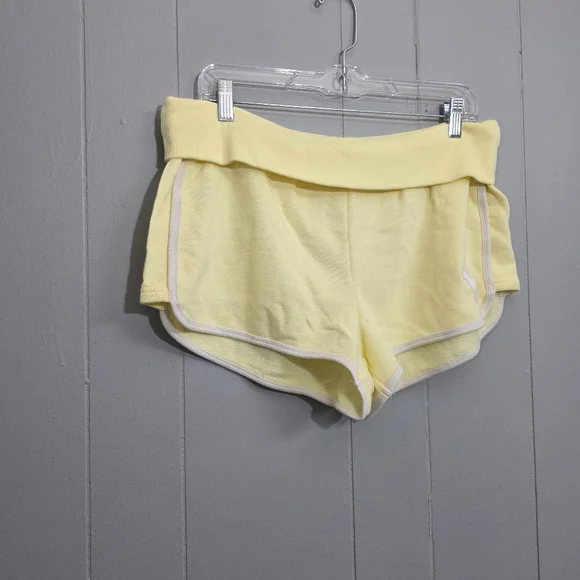 Victoria Secret Pink Mellow Yellow Ivy Terry Fold Y2K Retro Shorts Size L - Picture 3 of 11